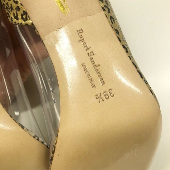 Rupert Sanderson Leopard Leather PVC Clear Side Heeled Pumps Womens Size 39.5 - Picture 8 of 11